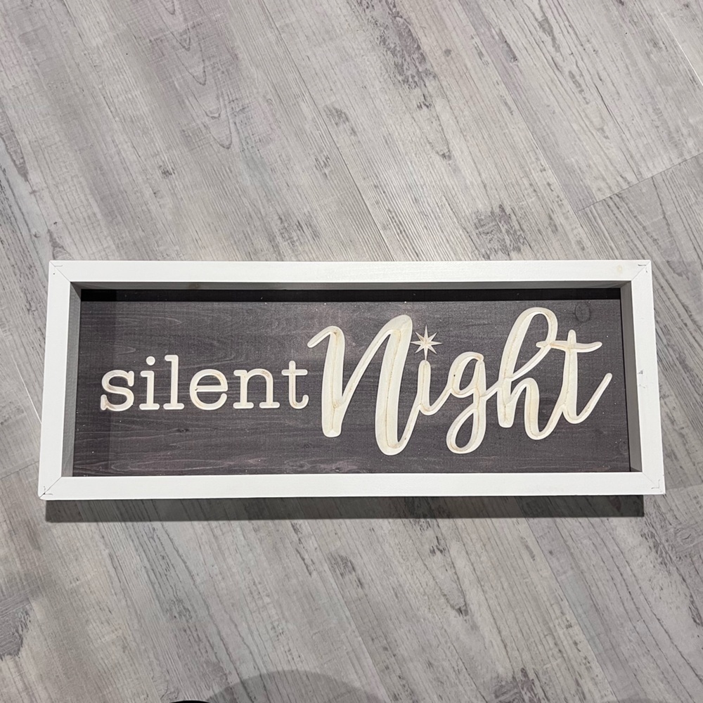 Silent Night Rustic Christmas Wall Art Farmhouse Holiday Sign